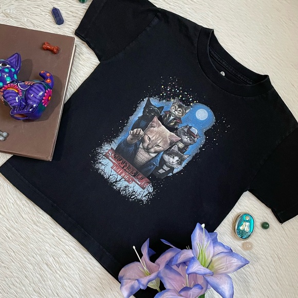 Netflix strange fur things unisex cat print graphic tee - Picture 12 of 12